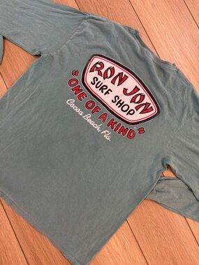 Ron Jon Graphic Long Sleeve Logo Shirt Sz XL Surf Beachy Cocoa Beach Florida